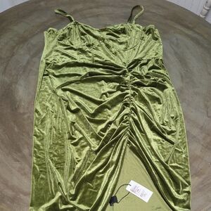 Cider Olive Velvet Dress